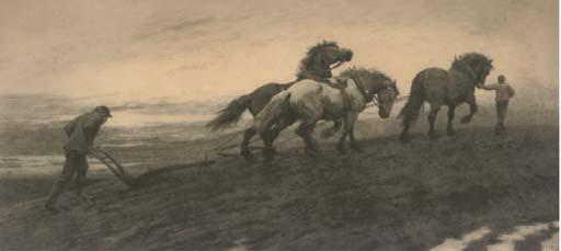 Herbert Dicksee - The Last Furrow; and Against the wind and Open Oky