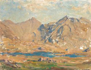 Herbert F. Royle - Landscape with four mountain peaks, probably Hallival, Askival, Trollabhal and Sgurr nan Gillean, Isle of Rùm