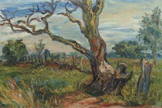 Herbert Fiedler - Landschap met verdorde boom in Laren