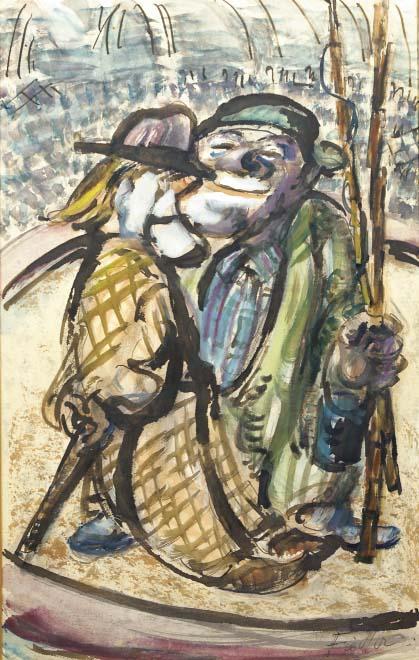 Herbert Fiedler - Two clowns in the circus ring