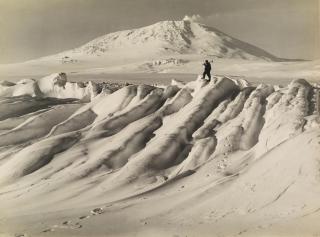 Herbert G. Ponting - Mount Erebus Seen Over a Water-Worn Iceberg, c. 1911