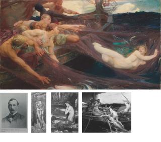 Herbert James Draper - The Sea Maiden \'A song of drag-nets hauled across thwart seas, And plucked up with rent sides, and caught therein A strange-haired woman with sad singing lips\'  - Chastelard
