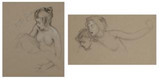 Herbert James Draper - Two female nude studies for \'The Lament for Icarus\'
