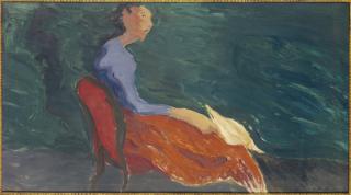 Herbert Katzman - Girl in a red chair; and a companion painting