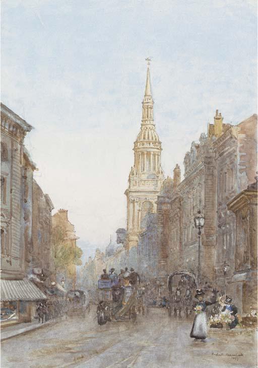 Herbert Menzies Marshall, R.W.S. - View of Church of Mary-le-Bow, Cheapside