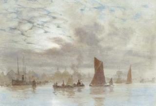 Herbert Menzies Marshall, R.W.S. - View of Greenwich from across the Thames