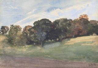Hercules Brabazon Brabazon - Oaklands, Autumn Trees At The Edge Of A Field