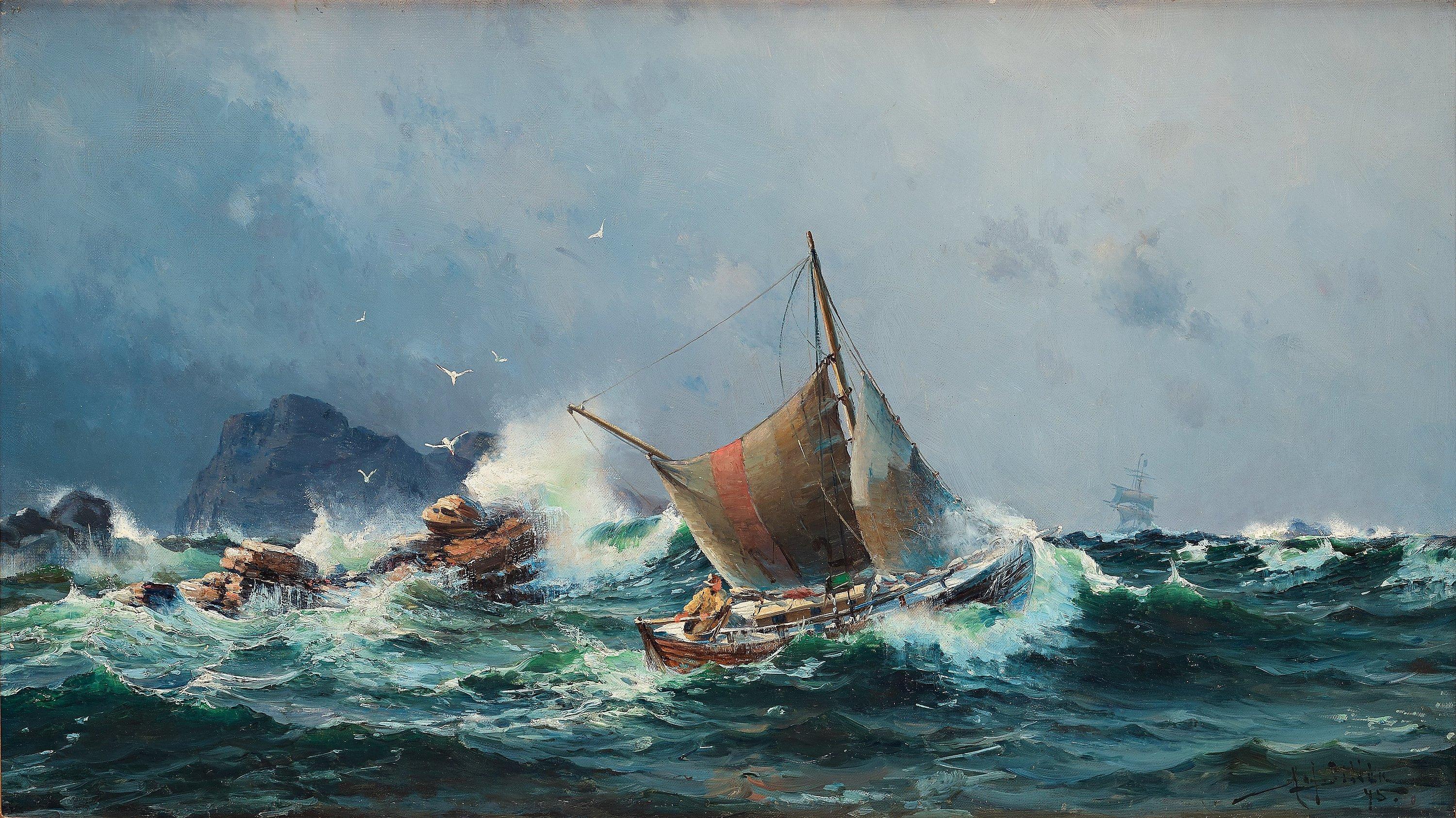 Herman af Sillén - Fishing vessel in rough seas