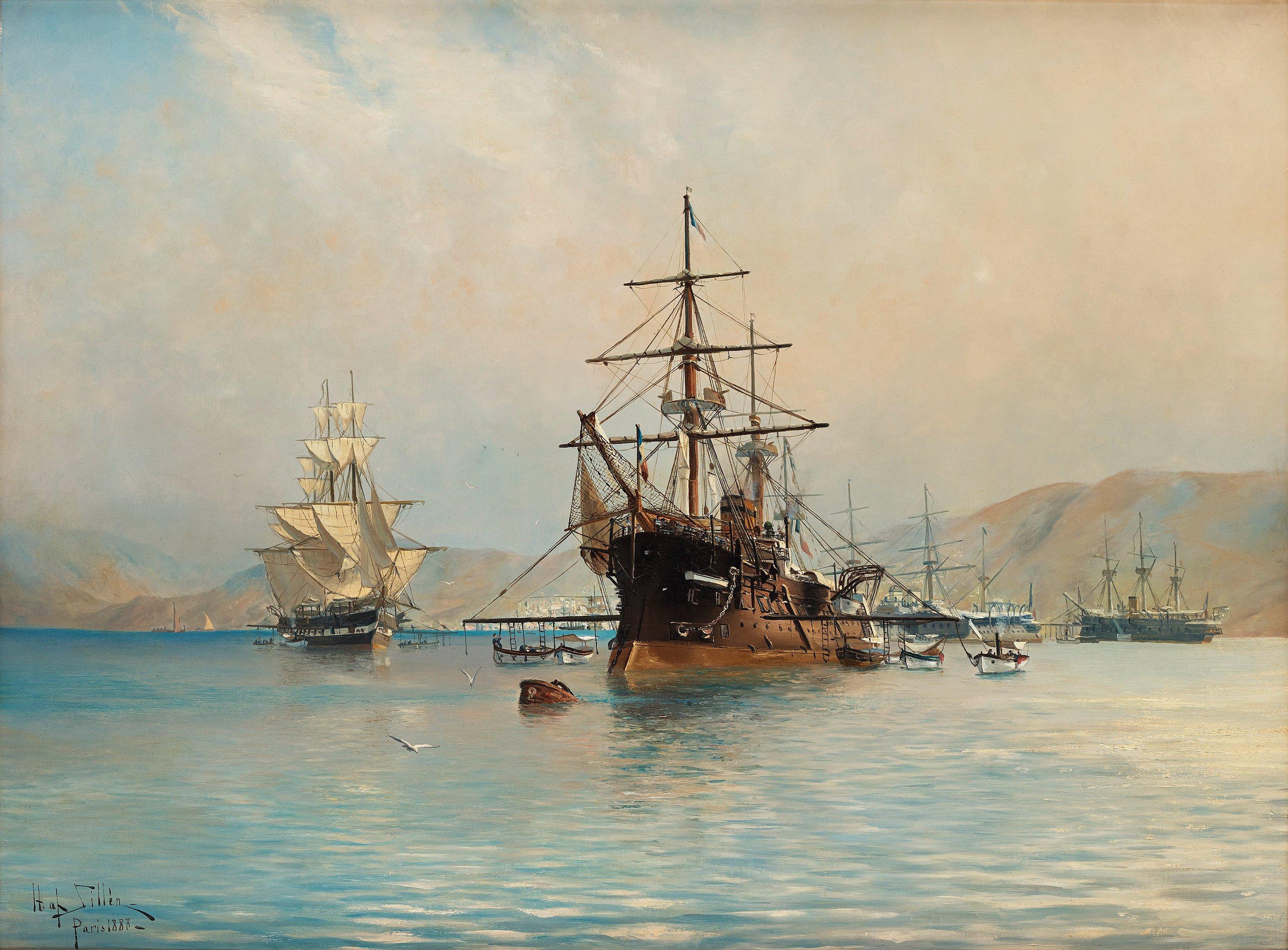 Herman af Sillén - French frigate off the coast of the French riviera