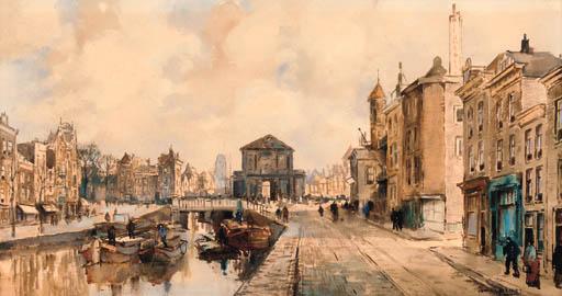 Herman Cornelis Adolf Paradies - Barges on a canal