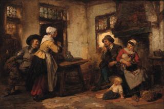Herman Frederik Carel Ten Kate - A family in a rustic interior