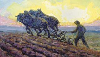 Herman Gouwe - Ploughing the field