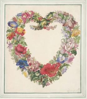 Herman Henstenburgh - A floral heart: design for a frontispiece (?)