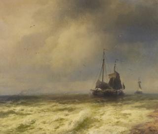 Herman Herzog - Two Ships By The Shoreline 