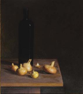 Herman M. Lijftogt - Still Life of A Bottle And Onions On A Table