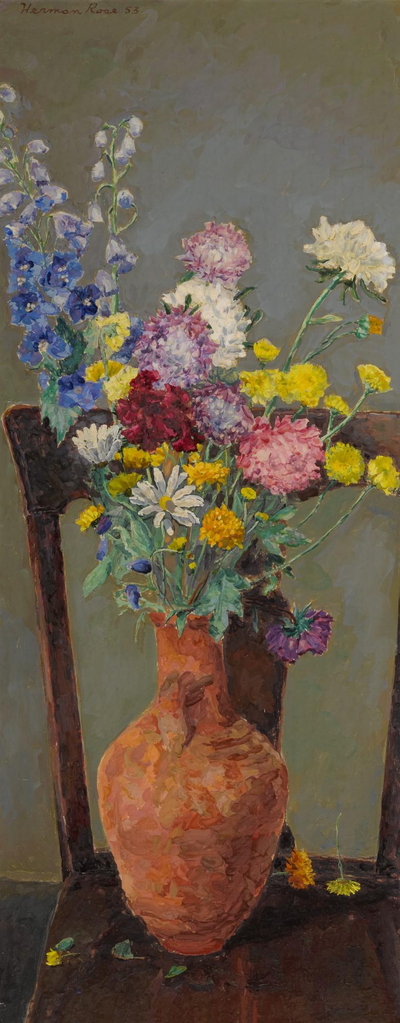 Herman Rose - Flowers On A Chair