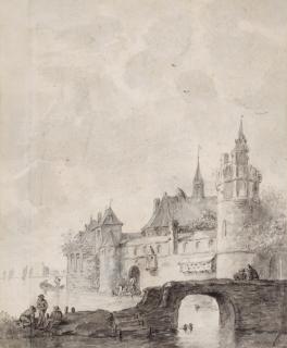 Herman Saftleven - A castle by a bridge