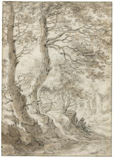 Herman Saftleven - A Forest Interior, With A Seated Figure