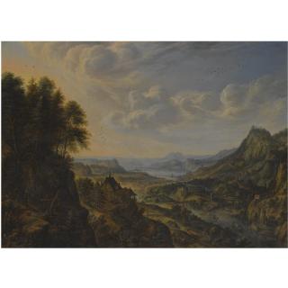 Herman Saftleven - An Extensive Rhenish Landscape With Travellers Resting In The Foreground