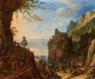 Herman Saftleven - Phantastische Rheinlandschaft mit Staffage
