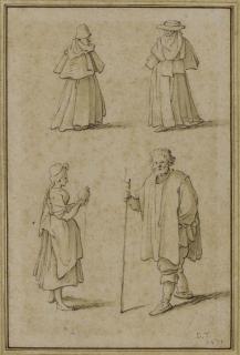 Herman Saftleven - Studies of figures, after Teniers