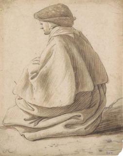 Herman Saftleven - Une paysanne assise, vue de dos