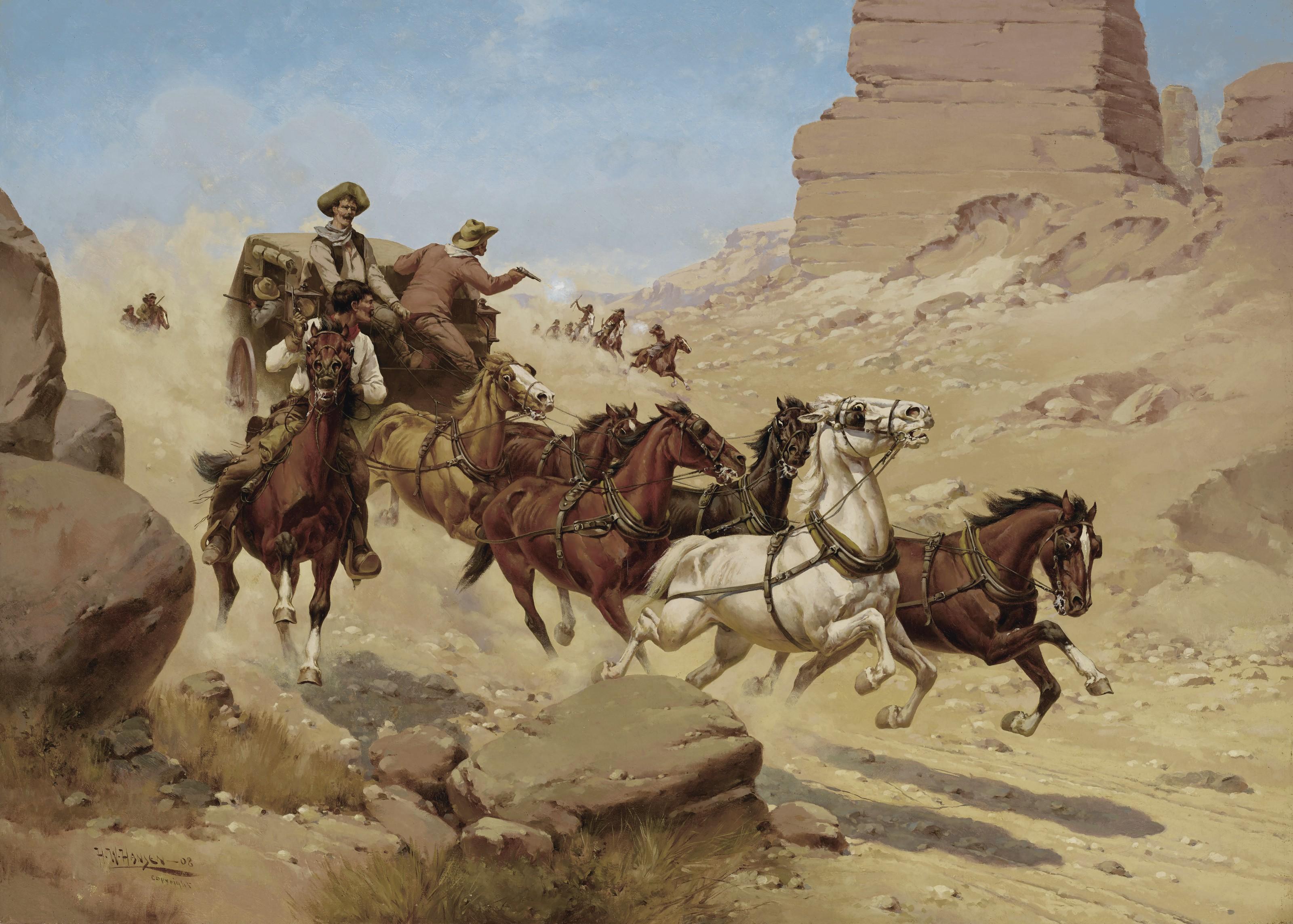 Herman Wendleborg Hansen - Attack on the Stagecoach