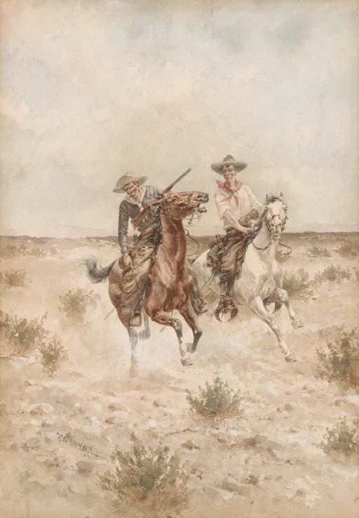 Herman Wendleborg Hansen - Two Cowboys on Horseback