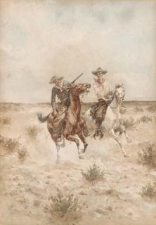 Herman Wendleborg Hansen - Two Cowboys on Horseback