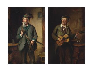 Hermann Armin Kern - A huntsman enjoying a drink and a smoke; and A merry time at the Inn