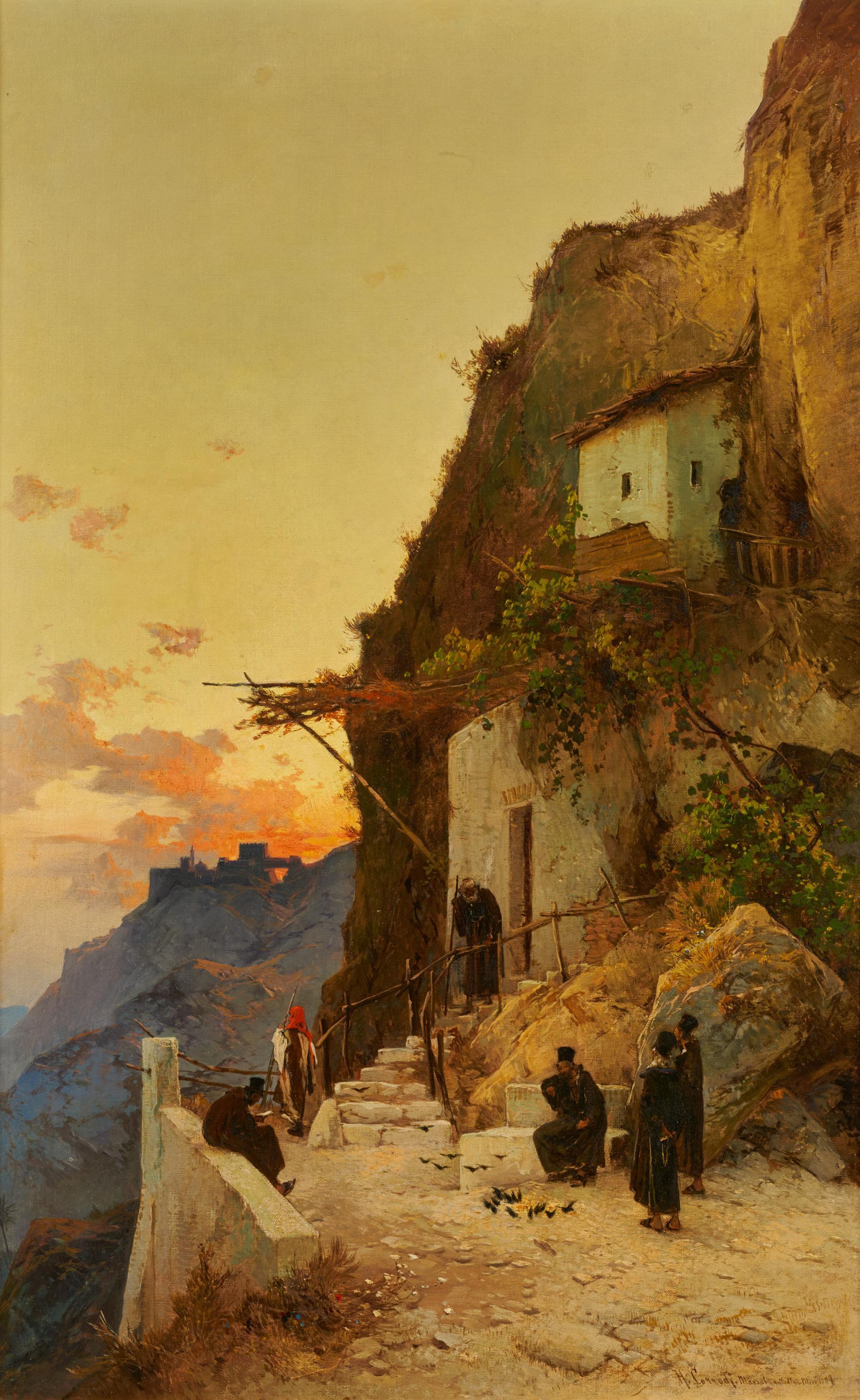 Hermann Corrodi - Eremiten vor der Klause im Gebirge.