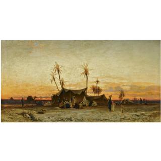 Hermann Corrodi - Italian An Arab Encampment At Sunset