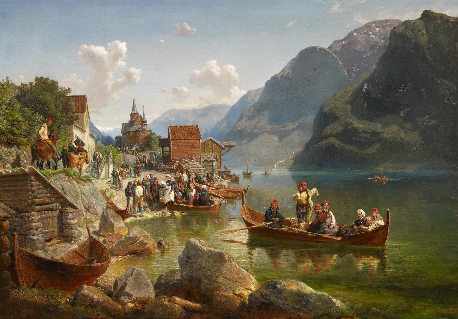 Hermann d.Ä. Kauffmann - Taufgesellschaft am belebten Fjord