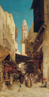 Hermann David Salomon Corrodi - A market in Cairo
