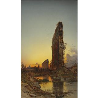 Hermann David Salomon Corrodi - Italian Ruins At Sunset