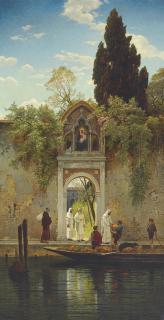 Hermann David Salomon Corrodi - L\'Arrivo Del Fruitivendolo In Convento À Venezia