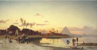 Hermann David Salomon Corrodi - Sunset on the Nile, Cairo