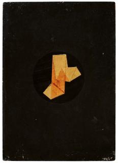 Hermann Glöckner - Kleine rot-weiße Faltung auf Schwarz.