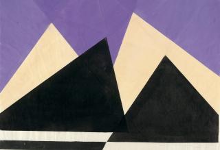 Hermann Glöckner - Schwarzhelle Aufgipfelung vor Violett.