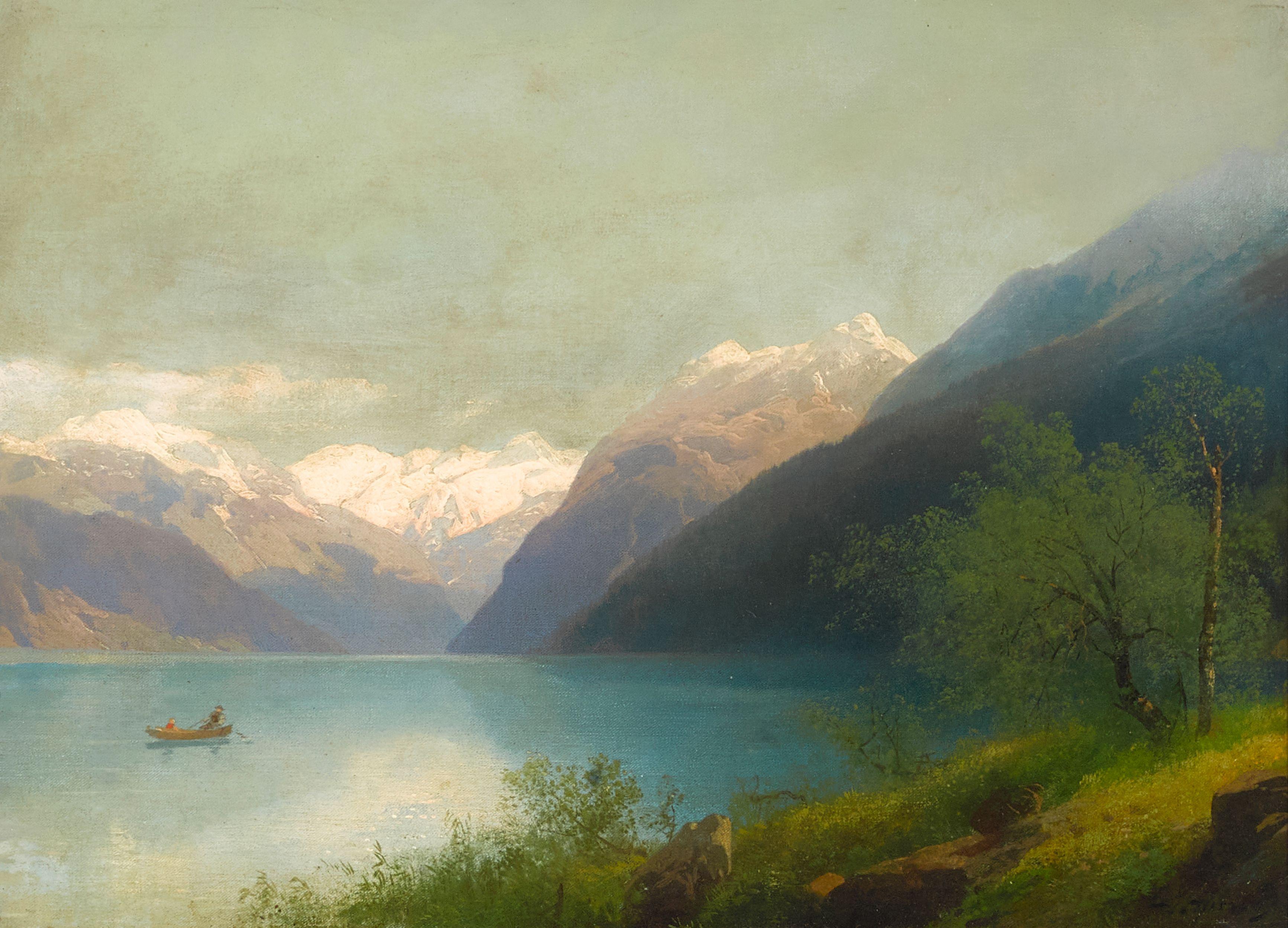 Hermann Herzog - A lake in the mountains