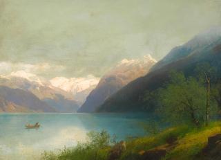 Hermann Herzog - A lake in the mountains