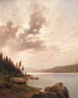 Hermann Herzog - Boating on a Cloudy Day