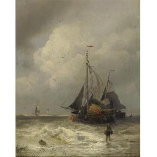 Hermann Herzog - Fishing Boats At Scheveningen, Holland