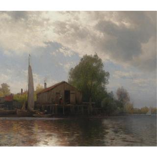 Hermann Herzog - Fishing Shack, Chesapeake Bay