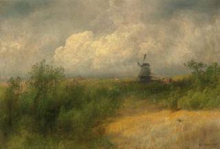 Hermann Herzog - Landscape with Windmill