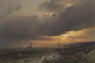 Hermann Herzog - Sunset on the Coast of Maine near Port Clyde