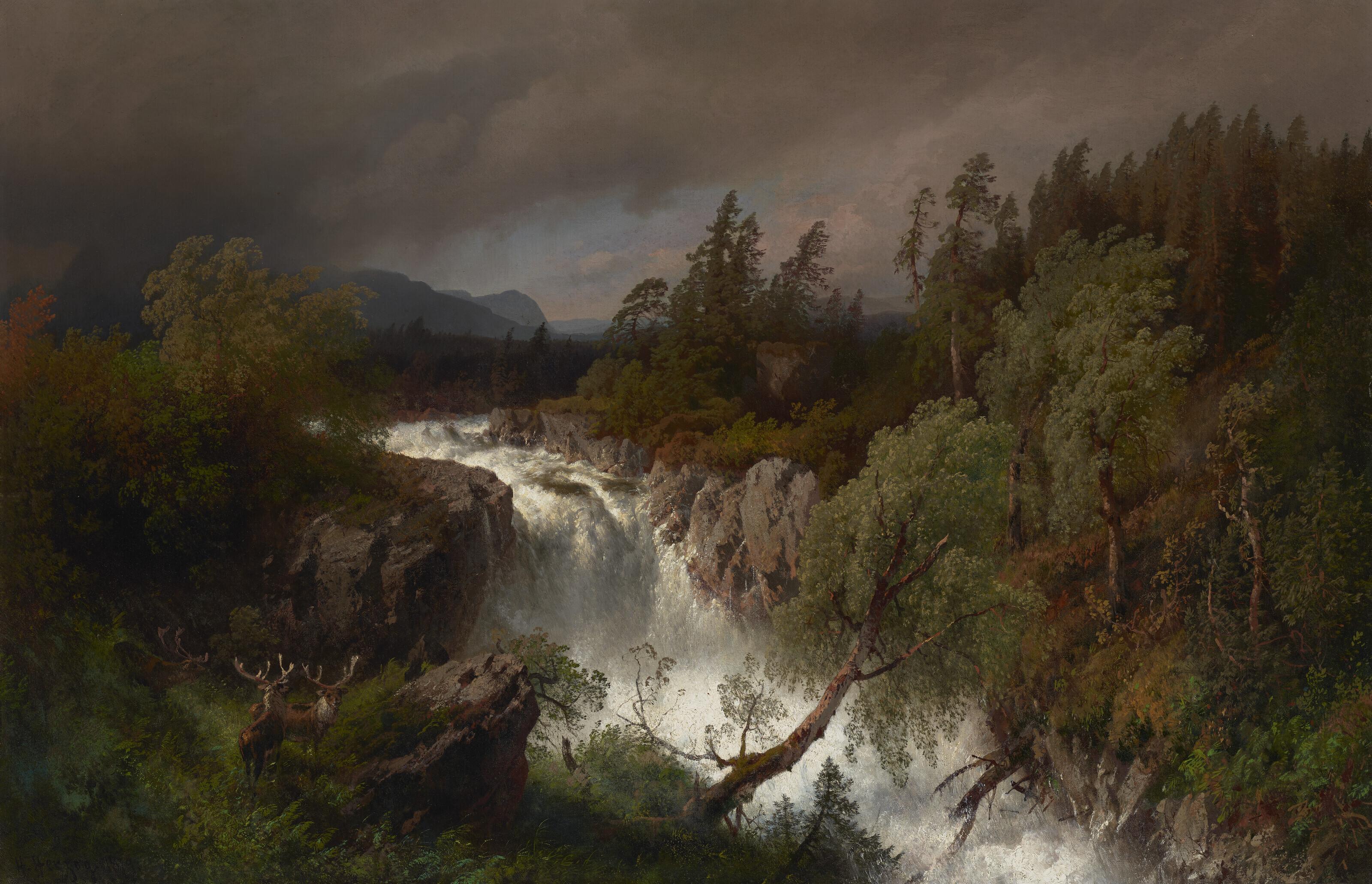 Hermann Herzog - Waterfall in Telemarken Norway