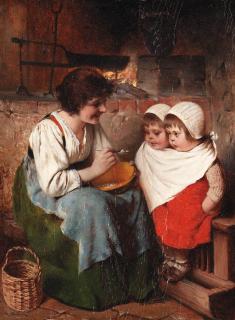 Hermann Kaulbach - Sitting for a meal