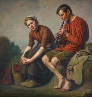 Hermann Knopf - Holländisches Paar beim Flötenspiel