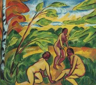 Hermann Max Pechstein - Drei Badende Akte (Three Nude Bathers)